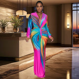 Burst Rainbow Gradient Maxi Dress