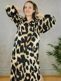 Trinika Leopard Print V-Neck Split Dress