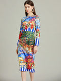 Tuscany Country Side Inspired Printed Pencil Dress