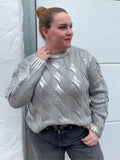 Elegant Light Silver Cable Knitted Sweater