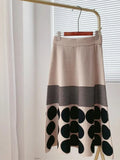 Mujer Polka Dot Knitted High Waist Skirt