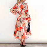 Pleated Floral A-line Dress