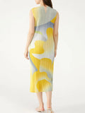 Miyake Blossom Long Pleated Slim Stretch Dress