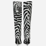 black white striped winter boots