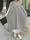 Women Oversize Long Knitted Casual Sleeveless Sweater