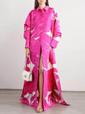 Printed Elegant Lapel Kimono Dress