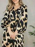 Trinika Leopard Print V-Neck Split Dress