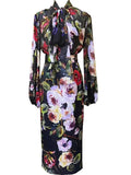 Elegant Floral Print Silk Dress