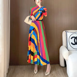 Pleated Colorful Patchwork Two-Piece Sets