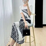 White and Black Signa Printed Stretch Dress