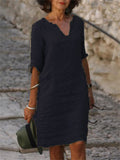 Tarian Solid Loose Fit Casual Dress