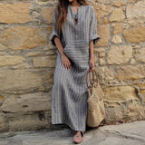 Vivi Breathable Loose Striped Maxi Dress