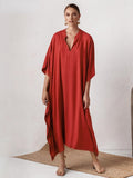 Nicia Solid V-Neck Kaftan