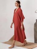 Nicia Solid V-Neck Kaftan