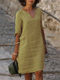 Tarian Solid Loose Fit Casual Dress